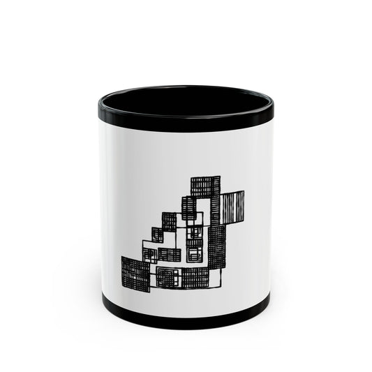 Abstract Black & White Geometric Mug — Modern Architectural Pattern_perfect for office (11oz/15oz)