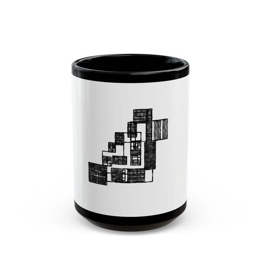 Abstract Black & White Geometric Mug — Modern Architectural Pattern_perfect for office (11oz/15oz)